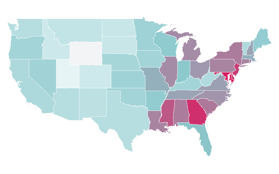 Affinity by region — Dionne Warwick, United States