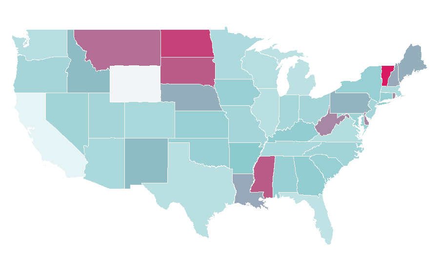Affinity by region — Diploma in Nursing, United States