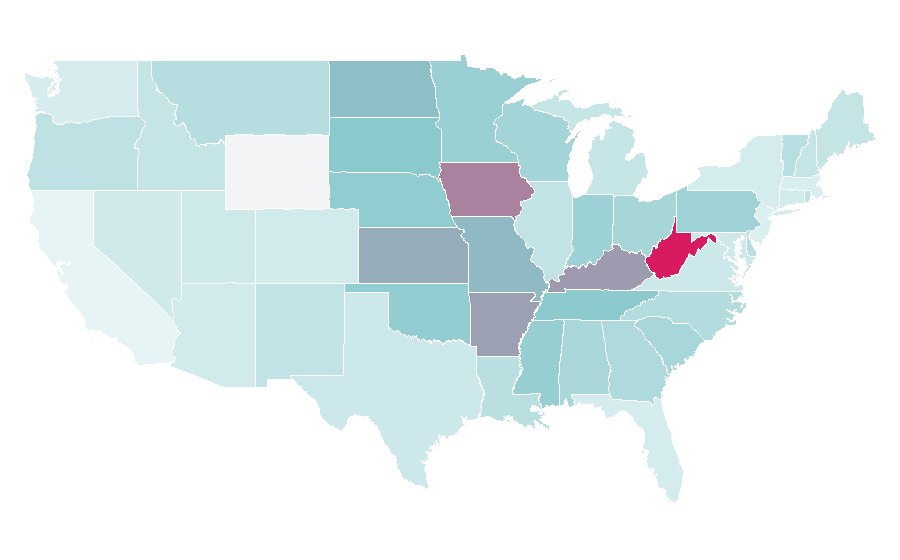 Affinity by region — Dirt track racing, United States