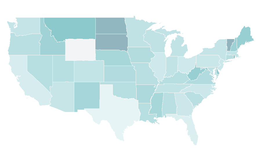 Affinity by region — Divorce settlement, United States