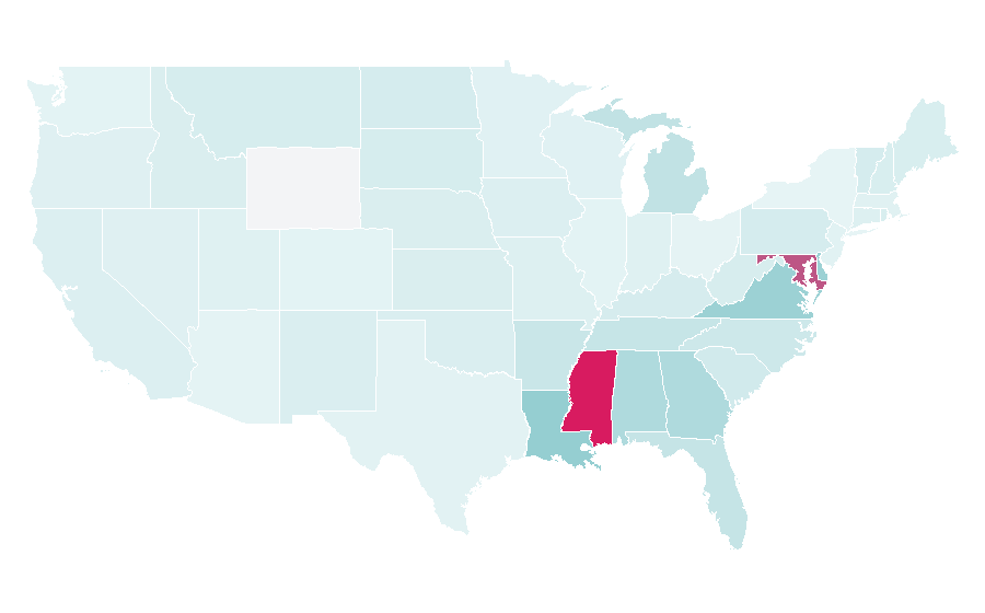Afinidad por región — Dixieland, Estados Unidos