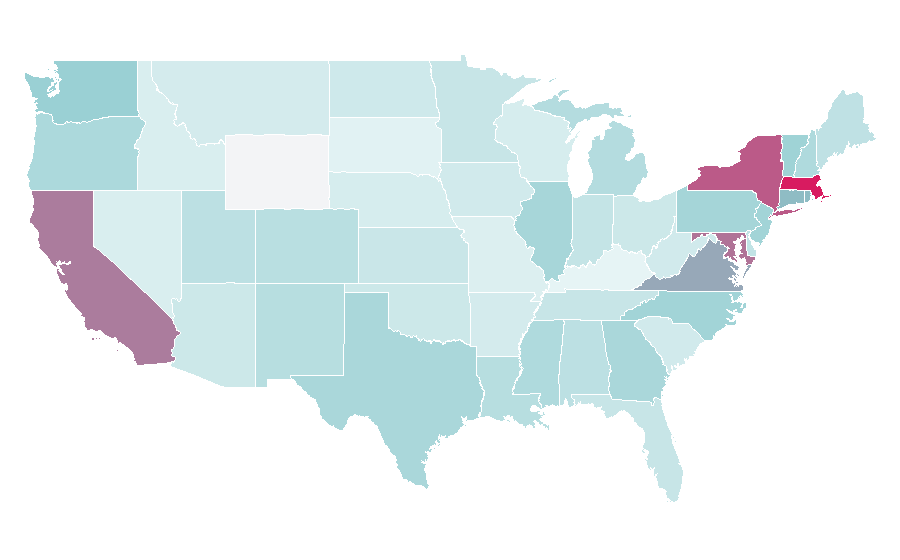 Affinity by region — Doctor of Philosophy, United States