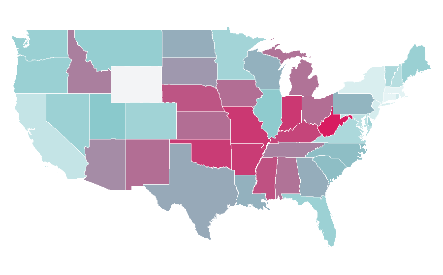 Affinity by region — Dodge Dart (PF), United States