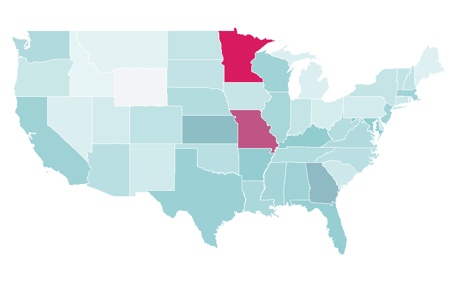 Affinity by region — Dog agility, United States