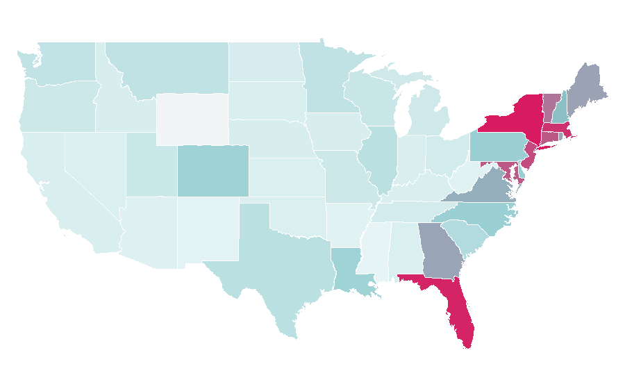 Affinity by region — Dominica, United States