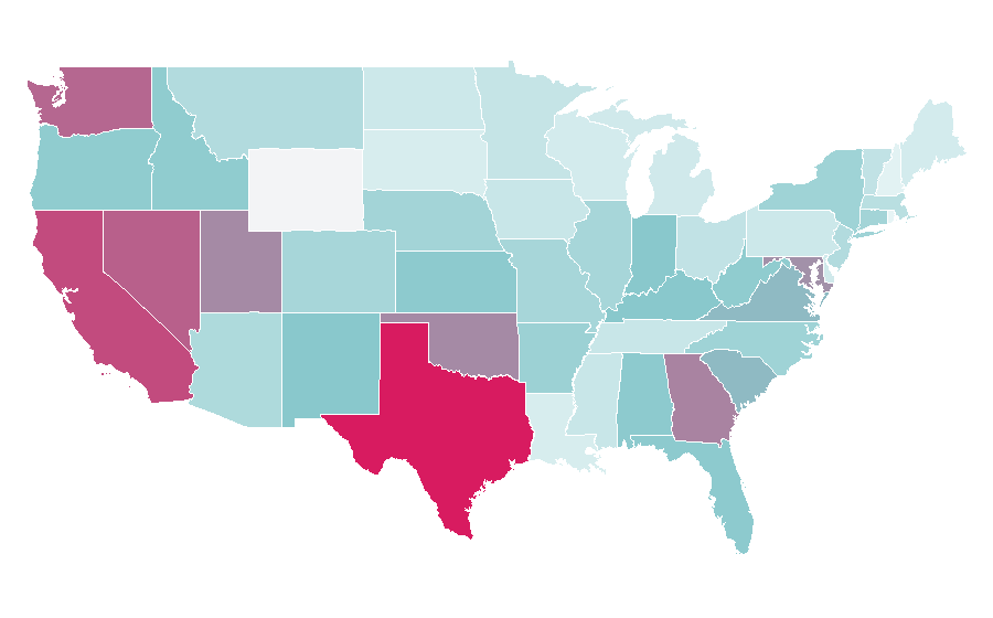 Affinity by region — Double bass, United States