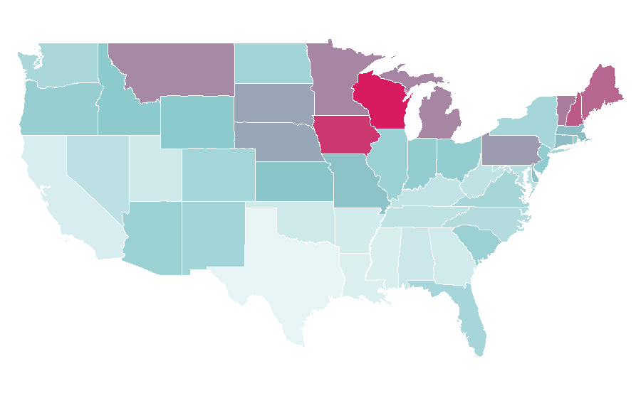 Affinität nach Region — Dow Jones Industrial Average, USA