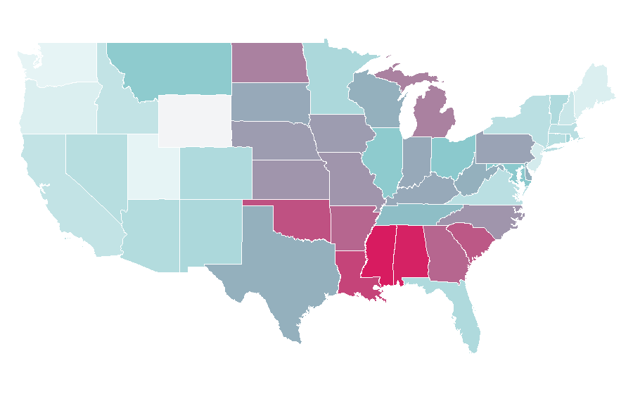 Affinity by region — Drinking game, United States