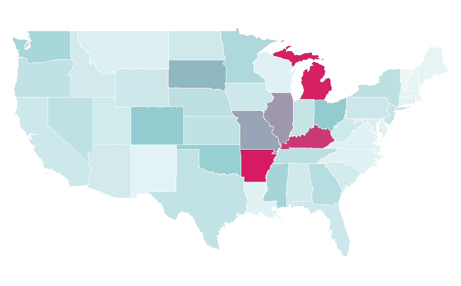 Affinity by region — Driving test, United States