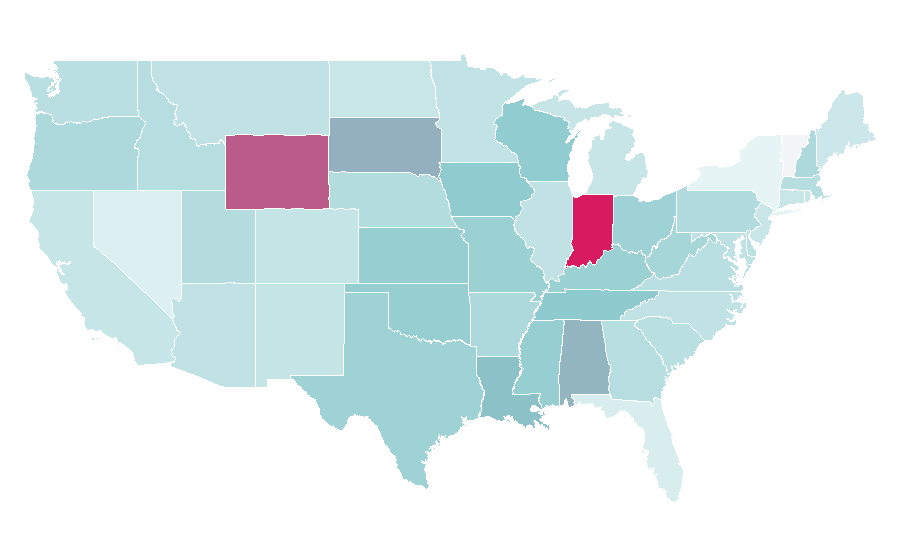 Affinity by region — Drum Corps International, United States