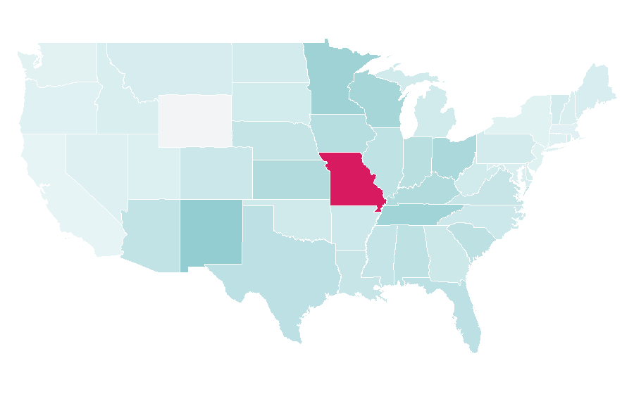 Affinity by region — Drury Hotels, United States