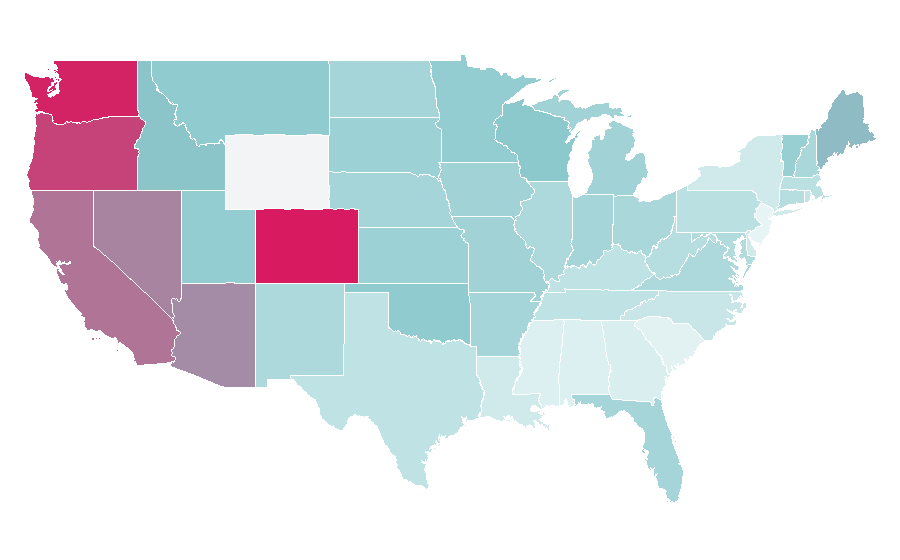 Affinity by region — Dubstep, United States