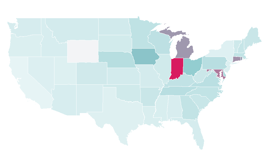 Affinity by region — Duckpin bowling, United States