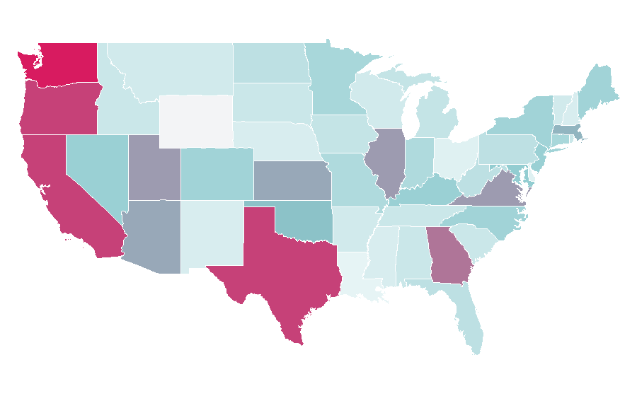 Affinity by region — Dutch language, United States