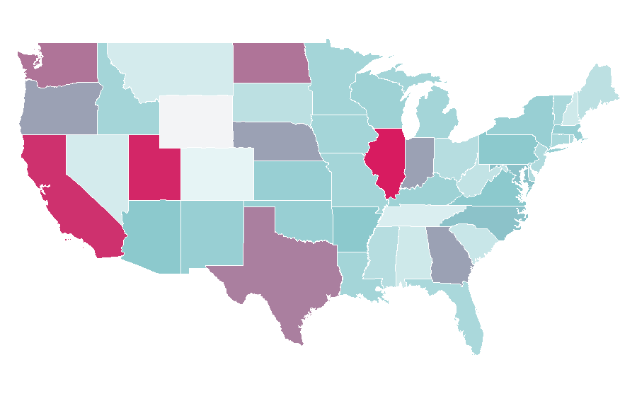 Affinité par région — Ear, États-Unis