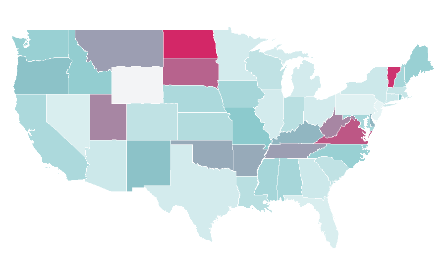 Affinity by region — Early Christianity, United States