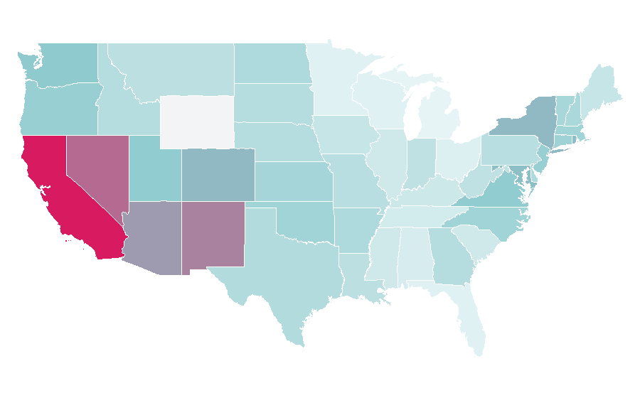 Affinity by region — East Coast hip hop, United States