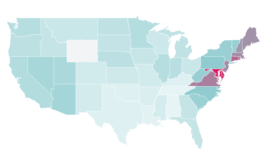 Affinity by region — East Coast of the United States, United States
