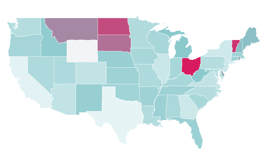 Affinity by region — Easy listening, United States