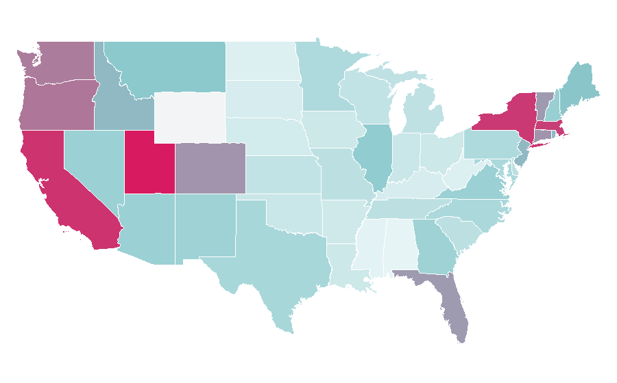 Affinity by region — Eat Pray Love, United States