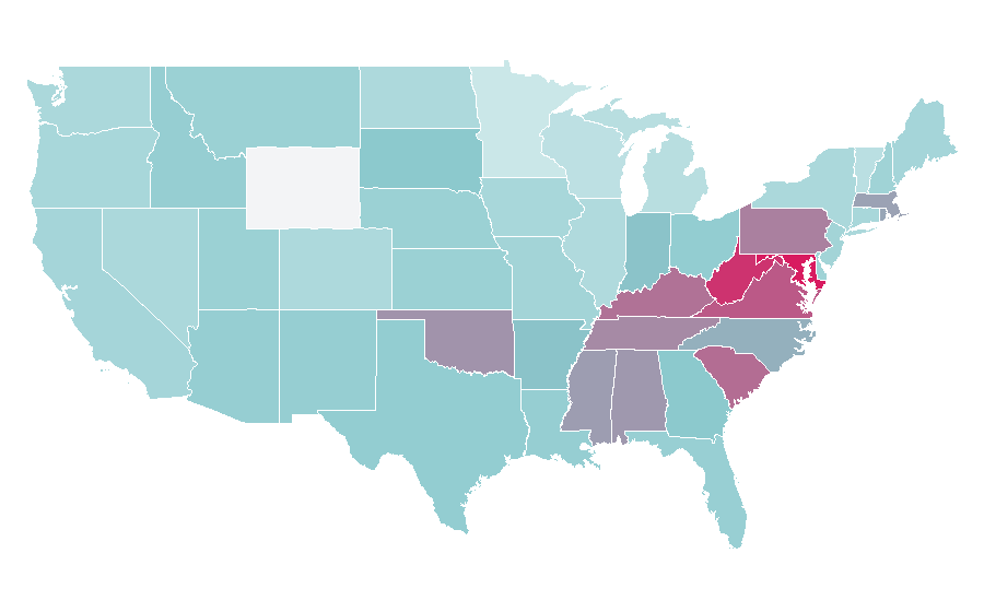 Affinity by region — Edgar Allan Poe, United States