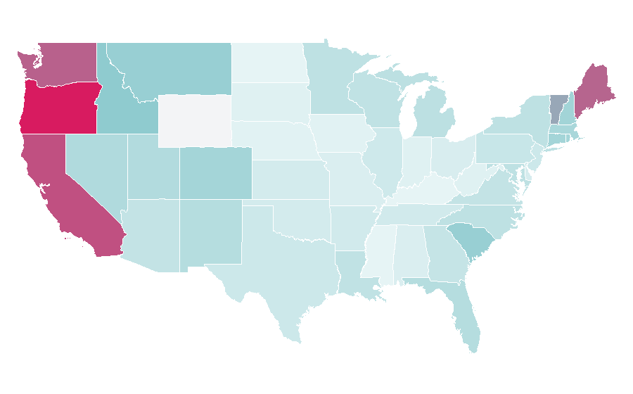 Affinity by region — Edible flower, United States