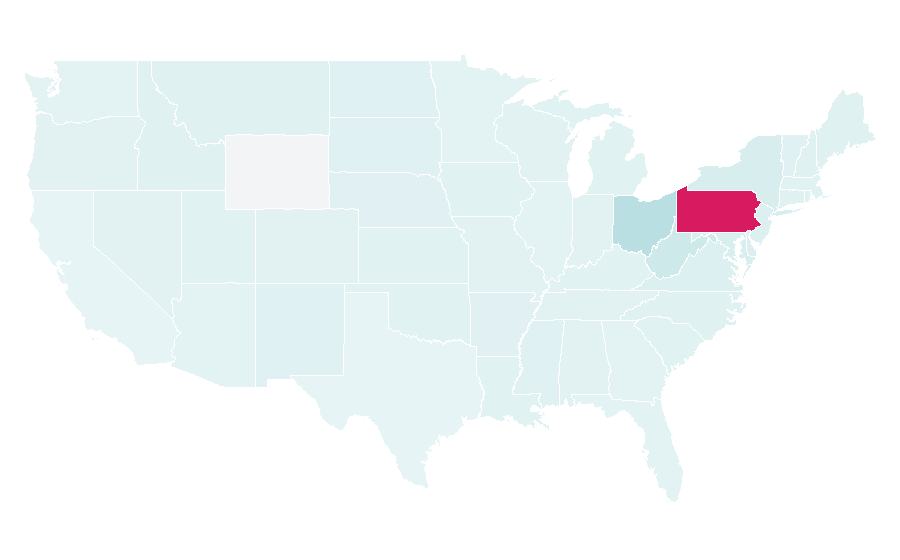 Affinity by region — Edinboro University of Pennsylvania, United States