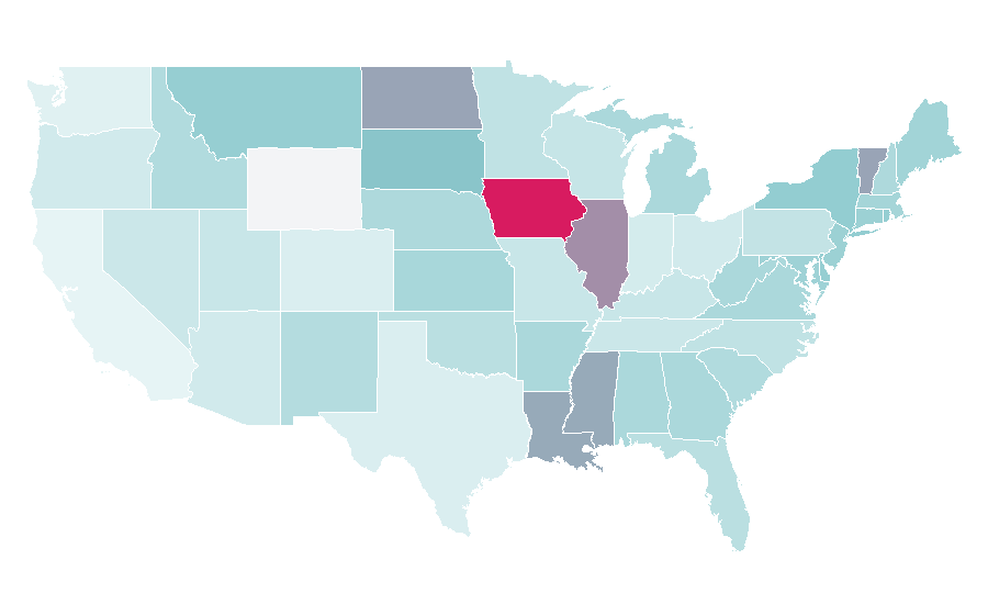 Affinity by region — Educational leadership, United States