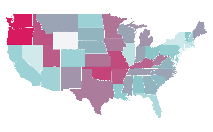 Affinity by region — Elementary (TV series), United States