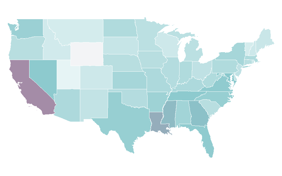 Affinity by region — Elopement (marriage), United States