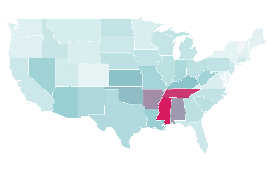 Affinity by region — Elvis Presley, United States