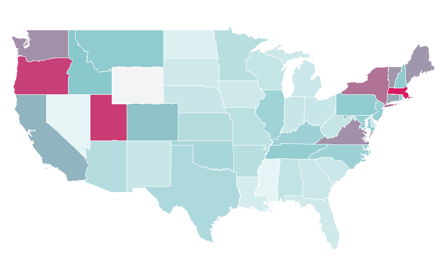 Affinity by region — Emily Brontë, United States