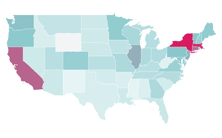Affinité par région — Emmy Award, États-Unis