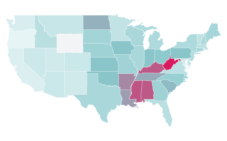 Affinité par région — Engagement ring, États-Unis