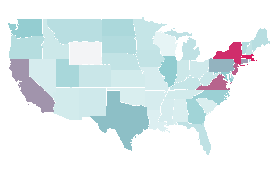 Affinity by region — English as a second or foreign language, United States