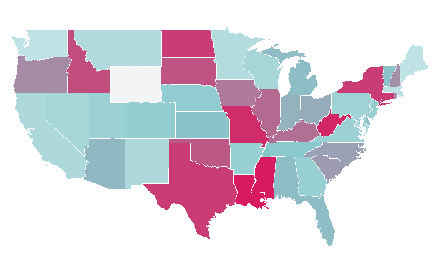 Affinity by region — English grammar, United States