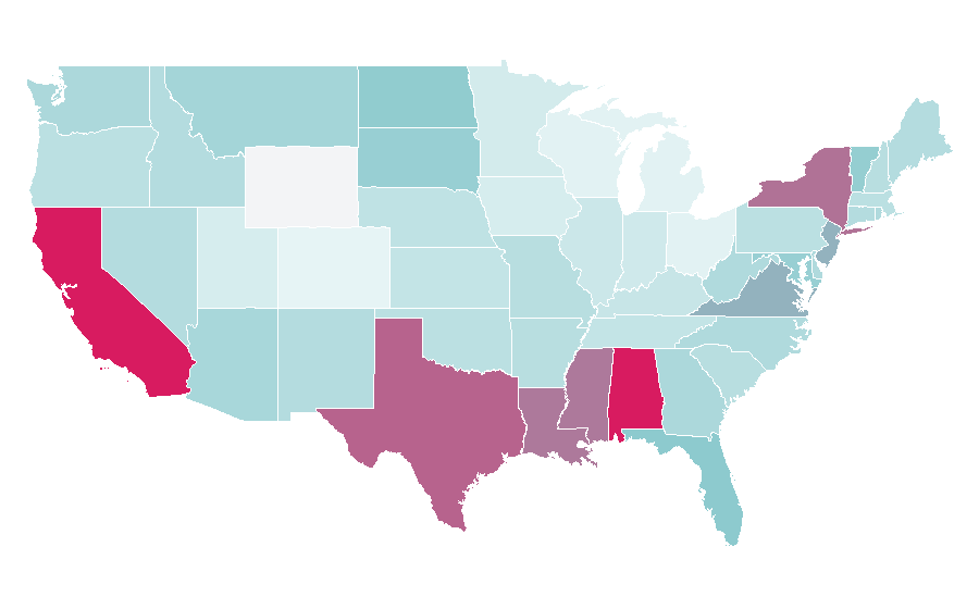 Affinity by region — English literature, United States