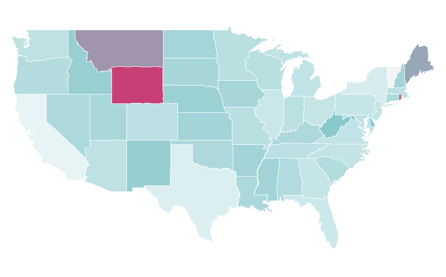 Affinity by region — English studies, United States