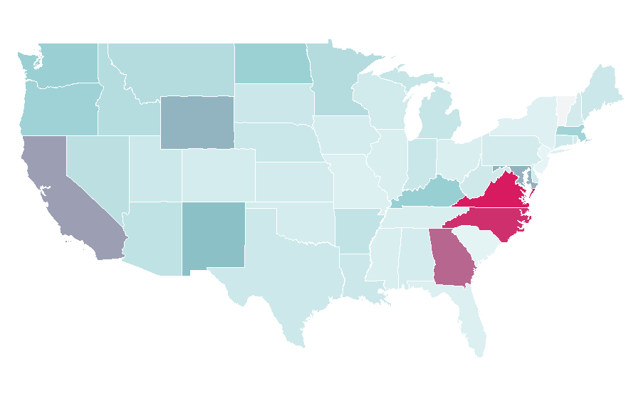 Affinity by region — Environmental health, United States