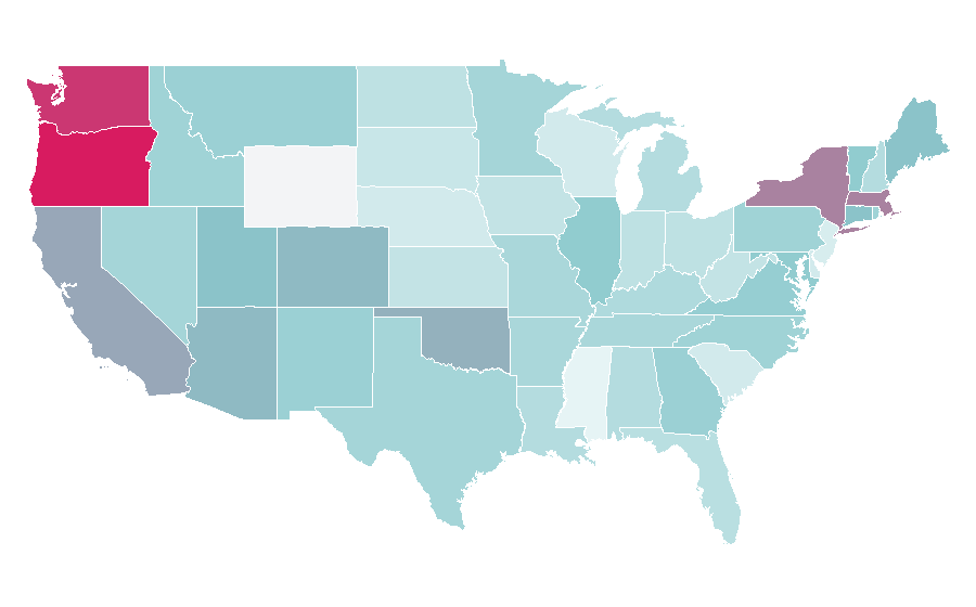 Affinity by region — Esotericism, United States