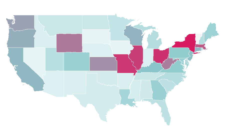 Affinity by region — Esquire (magazine), United States