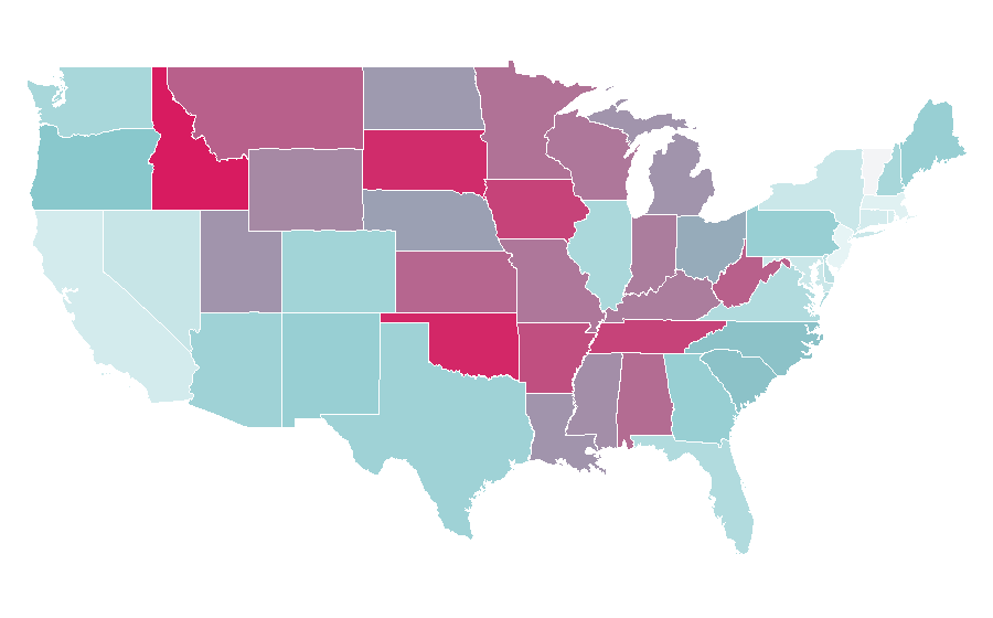 Affinität nach Region — Essential oil, USA
