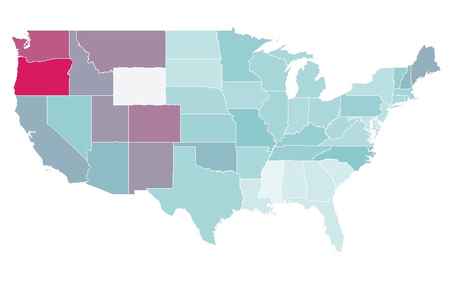 Affinity by region — Evan Rachel Wood, United States