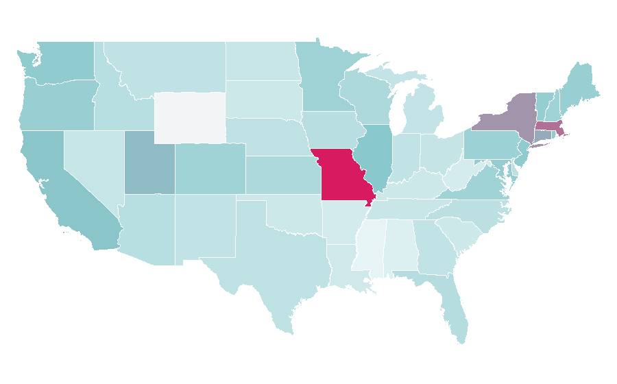 Affinity by region — Evita (musical), United States