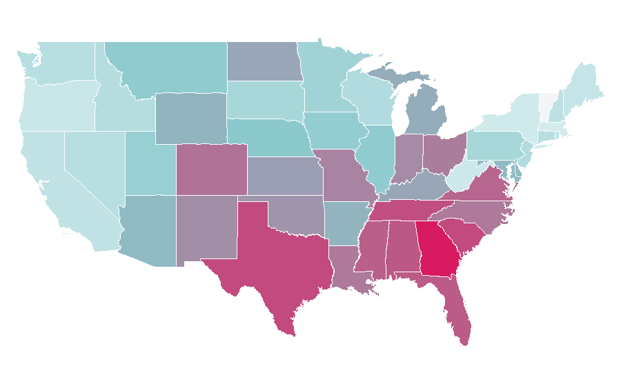 Affinity by region — Extended Stay Hotels, United States