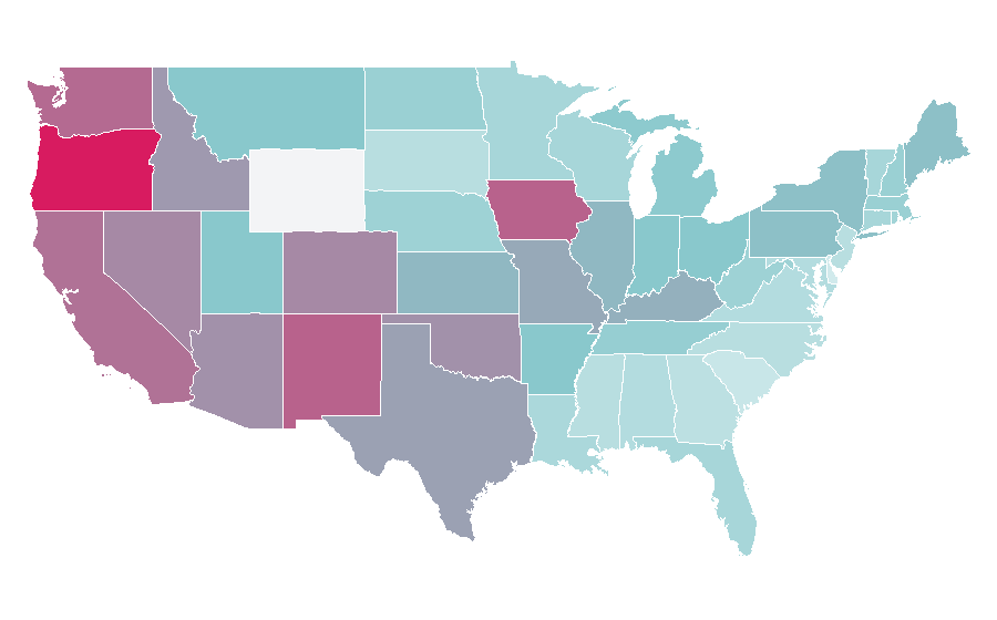 Affinity by region — Face Off (TV series), United States