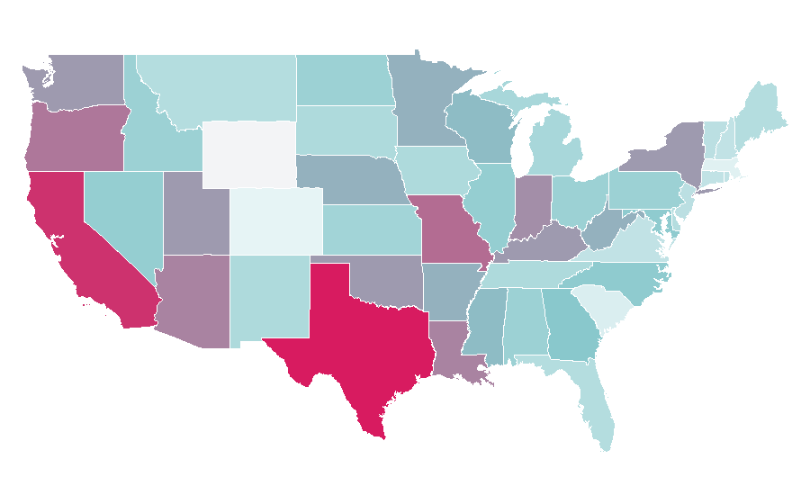 Afinidad por región — Facial hair, Estados Unidos