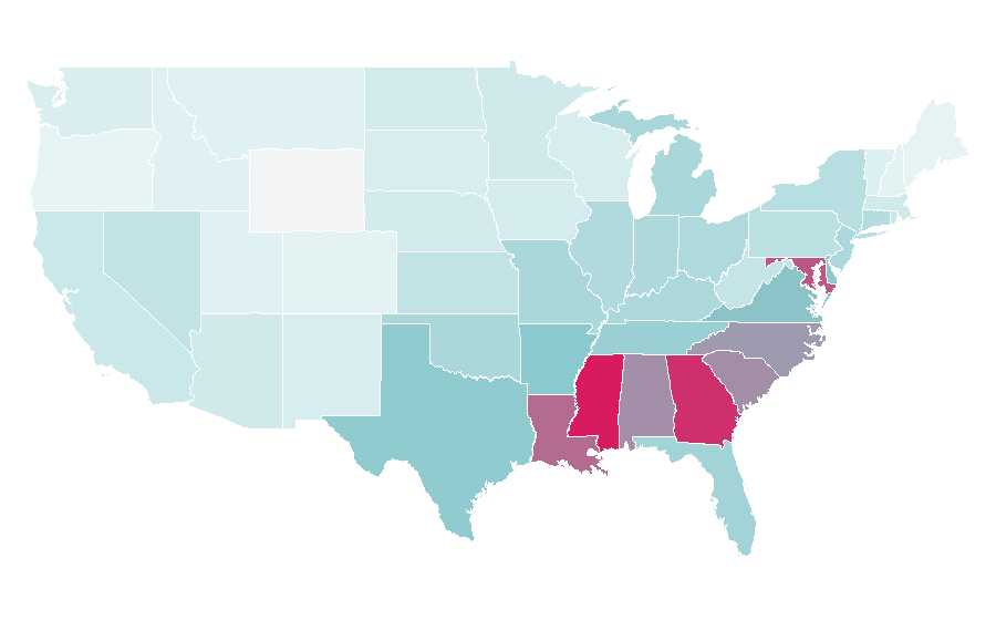 Affinity by region — Family reunion, United States