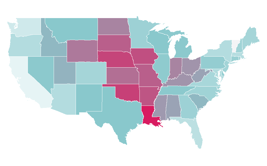 Affinity by region — Family Vacations, United States