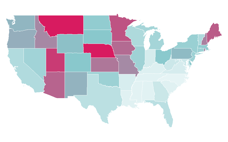Affinität nach Region — Famous Footwear, USA